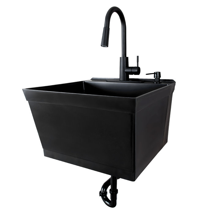 UtilitySink 23'' L x 24'' W Matte Wall Mount Laundry Sink with Faucet